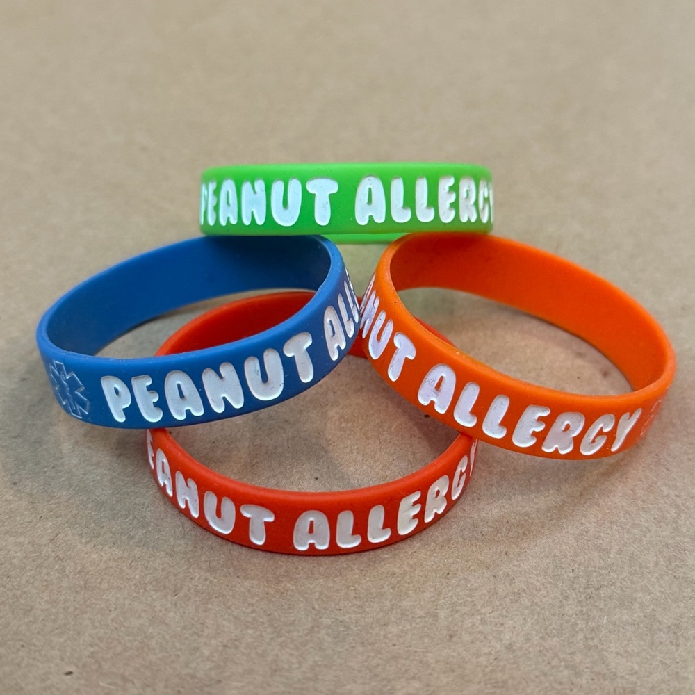 Kids Peanut Allergy Silicone Wristbands Boy Girl Medical Alert Bright Waterproof